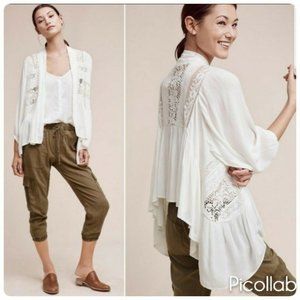 Anthropologie Elevenses Kenepa White Lace Cardigan